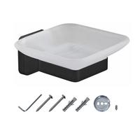Jassferry Wall Mounted Soap Dish Holder Black Glass Frosted Square Soap Tray For Shower