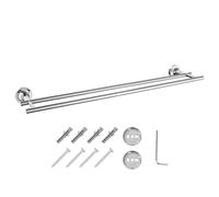 JASSFERRY Wall Mounted Towel Bar 600-mm Double Mount Bath Towel Storage Rail Dual Rod for Bathroom Kitchen Door Chrome