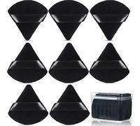 JASSINS 8 Pcs Triangle & Circle Cotton Powder Puffs, Super Soft Both Dry & Wet Makeup Setting Puffs, for Concealer/Loose Powder/Foundation/Blush, Black