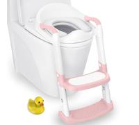 JASSONE Potty Training Seat, Toddler Step Stool, 2 in 1 Potty Training Toilet for Kids, Baby Seat with Splash Guard and Anti-Slip Pad for Boys Girls Potty Training, BabyPink