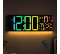 Jassurance 18-Inch Digital Wall Clock with Remote Control, Large LED Display, Day and Date, Gym Timer, Countdown Watch for Home, Office, Living Room