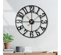 Jassurance Wall Clock Battery Operated,Silent Non Ticking Modern Rustic Metal Small Clocks for Living Room/Bedroom/Office/Kitchen/Farmhouse Home Decor-14IN(Arabic Number-Black)