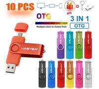 JASTER 10 PCS LOT Pen Drive 128GB 3 IN 1 Memoria USB 64GB Key Chain USB Flash Drive 32GB Free TYPE-C Adapter Memory Stick Gift Orange