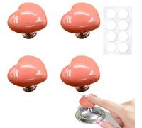 Jastown 4PCS Heart-Shaped Toilet Flush Button,Simple Love Plastic Toilet Tank Button Aid, Toilet Push Button Flush Replacement, Creative Toilet Press Button for Home Bathroom Decor (Pink)