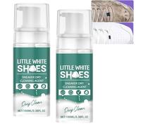 JASUBAI Active Foam Sneaker Cleaner Kit, No Rinse White Shoe Cleaning Foam for Deep Clean, Stain Removal, Removing Dirt | Rich Foam Formulated Cleaner for PU Leather, Mesh Fabric, All Sneakers (2PCS)