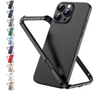 JASUBAI For iPhone 16 Pro Max Metal Bumper Case, Aluminum Frame with Soft Inner Bumper, Raised Edge Protection, Ultra Slim Shockproof Minimalist Design, No Back Cover (For Iphone16Pro,Black)