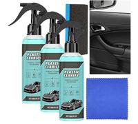 JASUBAI Plastic Clarify For Cars, Black Trim Restorer Spray For Interior & Exterior, Car Dashboard Cleaner & Conditioner, Rubber/Leather/Vinyl Resume, Non-Greasy Plastic Restoration 120ml (3PCS)