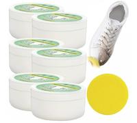 JASUBAI White Shoe Cleaner Paste 120g, Multi-Effect White Shoe Cleaning Cream Kit, Water-Free White Shoe Cleaner Paste, Multi-Functional Shoe Cleaning and Stain Removal Cream With Sponge (6PCS)