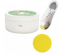 JASUBAI White Shoe Cleaner Paste 120g, Multi-Effect White Shoe Cleaning Cream Kit, Water-Free White Shoe Cleaner Paste, Multi-Functional Shoe Cleaning and Stain Removal Cream With Sponge (1PCS)