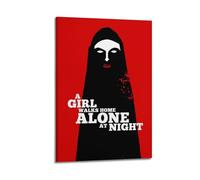 JASURYWO I R I A Girl Walks Home Alone at Night Posters Aesthetic Wall Art Decor Vintage Canvas Decorative Painting Poster for Living Room Bed Room 08x12inch(20x30cm) Frame-style