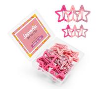 JASVERLIN 36 Pcs Star Snap Hair Clips, Y2k Colorful Cute Barrettes for Women Girls, Thick Fine Non-Slip Hairclips Accessories Glitter Kawaii Rave Assorted Size Style (Pink)