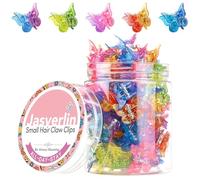 JASVERLIN 50 Pcs Mini Butterfly Hair Clips, Y2k Tiny Small Claw Clips for Women Fine Thin Hair, Cute Little Girls Hair Styling Accessories 90s Rave, Rainbow Gradient (5 Colors)