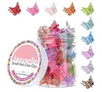 JASVERLIN Glitter Small Butterfly Hair Clips, Sparkly Colorful Hair Accessories for Girls and Women - 90s Y2K Cute, Mini, Tiny Claw Clips in 10 Assorted Colors, Set of 50 (Glitter Color)