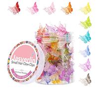 JASVERLIN Gradient Butterfly Hair Clips, Mini Plastic 90s Hair Clip for Women Girl, Assorted Color No Crease Hairclips Toddler Y2K Hair Accessories with Organized Set 50pcs 10 Colors (Gradient Color)