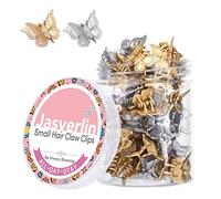 JASVERLIN Mini Butterfly Hair Clips 50pcs - Non-slip Metallic Silver Gold Hair Claws Clip Y2K 90s Tiny Cute Hair Accessories for Women Girls Kids -2000s Hair Clips Organizer (Silver & Gold)