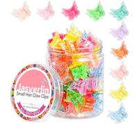 JASVERLIN Mini Butterfly Hair Clips, Little Girls Y2k Accessories for Toddler Kids, Cute Tiny Claw Clips for Women Festival Sparkly 90s Outfits 10 Rainbow Colors 50 Pcs (Glitter)