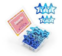 JASVERLIN Star Hair Clips for Girls, 36 pcs Cute Accessories Kawaii Metal Snap Hairclips for Women Kids, Colorful Y2k Aesthetic Glitter Stars Barrettes Assorted Size (Blue)