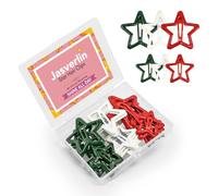 JASVERLIN White Green Red Star Hair Clips Accessories for Girls Women Kids, Metal Snap Barrettes Cute Colorful Pins for Party Rave Large & Small Size 36pcs (Christmas)