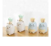 Jaswass Set of 4 Mini Toothbrush Holder Cute Ceramic Tooth Brush Stand Small Bathroom Storage Organizer