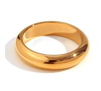 JASXEYO 316L Stainless Steel Ring, 18K Gold Plated, 5mm Wide Classic Band, Simple Chunky Plain Band Gold Ring, 5 UK, Stainless Steel, No Gemstone