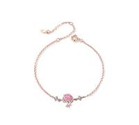 JASXEYO Mushroom Bracelet, 925 Sterling Silver, Pink Heart Bracelet, Rose Gold Pearl Bracelets, Fine Jewellery, Gifts for Women