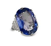 Jasxeyo Sapphire Rings for Women Vintage Solitaire Blue Cubic Zirconia Blue Sapphire Topaz Wedding Jewelry Promise Rings for Her Goose Egg Diamond Ring, 9, Copper, gemstone, gold, silver, white