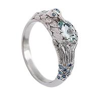 JASXEYO Vintage Phoenix Engagement Ring Square Cut Cubic Zirconia Promise Ring for Women Sapphire CZ Eternity Wedding Ring Rings for Women Size 6-10, 10, Cubic Zirconia