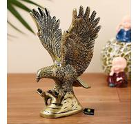 Jaszz Art Brass Flying Eagle (6 inches and 550g) Statue Hawk Sculpture Decorative Handmade Garuda Statue for Home Decor Office Handcrafted Showpiece Vastu Gift Item (Golden), Bird