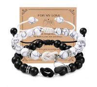 JATEBI 2Pcs Couples Heart Beaded Braided Bracelets Set for Men and Women