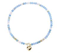 JATEBI Chunky Heart Necklace Handmade, Natural Stone Beaded Necklace