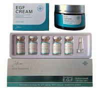 JATEEM Set of Cream EGF and Serum Ampoules 5 ml x 10 Pieces, Oligopeptide Concentrate for Skin Renewal, Scars, Wrinkles, Stains Concentrate, Microneedling, Lifting, Made in Germany