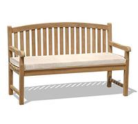 Jati Gloucester Teak Curved Back FULLY ASSEMBLED Garden Bench 1.5m with Cushion (5ft) Brand, Quality & Value (Natural)