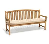 Jati Gloucester Teak Curved Back FULLY ASSEMBLED Garden Bench 1.8m with Natural Cushion Brand, Quality & Value