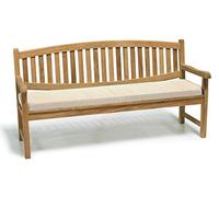 Jati Kennington Oval Teak FULLY ASSEMBLED Garden Bench 1.8m with Natural Cushion Brand, Quality & Value