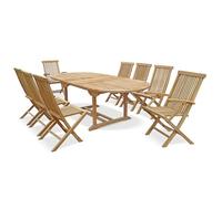 Jati Oxburgh Grade-A Teak Garden Set - 1.8-2.4m Extending Oval Table, 6 Newhaven Side Chairs, 2 Armchairs