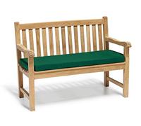 Jati York Teak 2 Seater FULLY ASSEMBLED Garden Bench With Green Cushion - SVLK Compliant Grade-A Teak Brand, Quality & Value