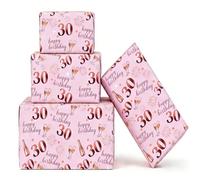 Jatidne 30th Wrapping Paper 30th Birthday Decorations for Women 6 Sheets