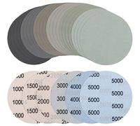 JatilEr 24 Pcs 125mm Sanding Discs, Grit 1000/1500/2000/3000 /4000/5000 Wet and Dry Sanding Disc Round Hook Loop Flocking Disc Orbital Sanding Pad Set for Wood, Metal and Jewelry Car Polishing