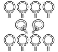 JatilEr 304 Stainless Steel Eye Bolts - 10Pcs, Lifting Hardware with Ring Shape Eyebolts and Male Thread Ring Screw for Various Engineering Equipment