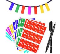 JatilEr 480PCS Cable Labels, Self-Adhesive Cable Markers Waterproof Tear Resistant Wire Labels Cable Tags Stickers Support Handwriting and Laser Printing - 8 Colors 16 Sheets (with 2 Writing Tools)