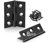 JatilEr 8 Pcs Door Hinges 44mm × 31mm, Black Stainless Steel Butt Hinges for Internal/Outdoor Use with 48 Pcs Screws