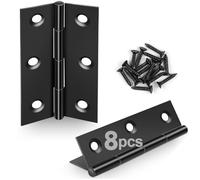 JatilEr 8 Pcs Door Hinges 68mm × 38mm, Black Stainless Steel Butt Hinges for Internal Outdoor Wood With 48 Pcs Screws for Light Gate, Windows, Closet, Drawer, Boxes