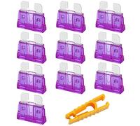 JatilEr Car Fuses - Standard Blade, 3 Amp, 10 Pcs with Fuse Puller for Car/RV/Truck/Motorcycle/Boat