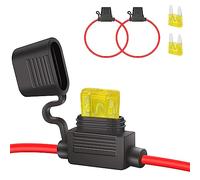 JatilEr Inline Fuse Holder 12v Mini 2 Pcs, Blade Fuse Holder 14AWG, Waterproof Fuse Holder Copper Wire with 20A Fuse for Car/Truck/Motorcycle/Boat, black
