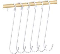 JatilEr Pack of 6 25 cm S Hooks Large Extra Long White Metal Hook Hooks for Hanging Basket S Shape Hanging Basket Hooks Heavy Duty Plant Hooks for Plants, Bird House, Bird Feeders, Lanterns, Cupboard