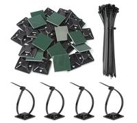 jatimdotin 200Pcs Black Cable Ties, 150mm x 2.5mm Premium Nylon Zip Ties with Self-Adhesive Base, Cable Holder, Cable Ties Assortment for Home, Garden, Office and DIY