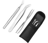 jatimdotin 3PCS Tick Remover Tools for Dogs, Stainless Steel Tick Remover Set with Tweezers, Two Clips and Bag, Removal Tweezers for Humans, Dogs, Cats