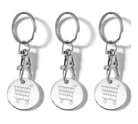 jatimdotin 3Pcs Trolley Token, Stainless Steel Shopping Trolley Removers Shopping Keyring for Releasing Supermarket Trolleys