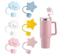 jatimdotin 6Pcs Straw Covers Cap for Stanley Cup, 10mm Stars and Clouds Silicone Straw Topper, Dust-Proof, for Stanley Cup - 40/30 Oz Stanle Accessories