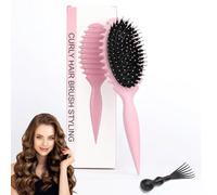 jatimdotin Curling Brush, Bounce Curl Brush, Multifunctional Curling Brush, Styling Tools, Define Styling Brush, Curly Brush for Women (Pink)